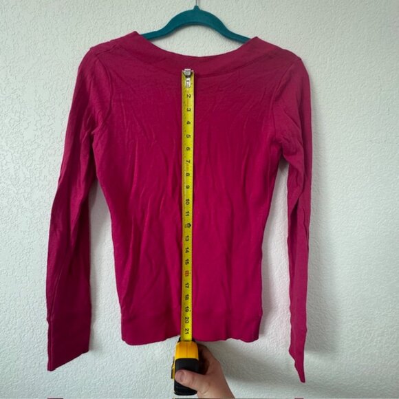 Coltory Pink V-Neck Long‎ Sleeve Knit Top Women's Size L Cotton Blend - Picture 6 of 6